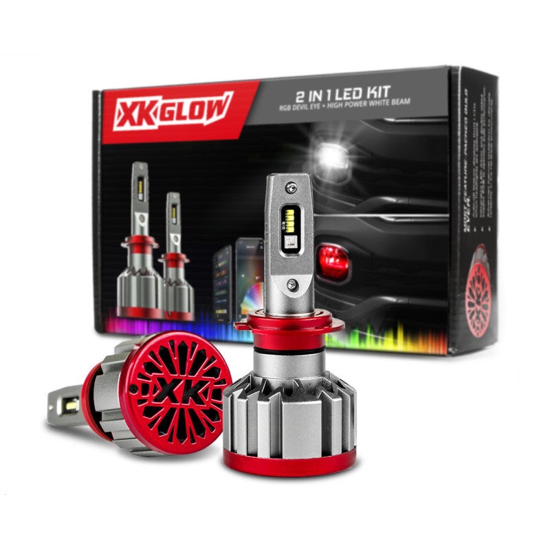 XK Glow RGB 2In1 LED Headlight Bulb Million Color XKCHROME App RGB/LED Headlight Kit – 2x H11