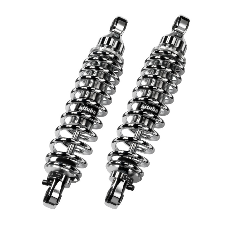 Bitubo WME0 Twinshocks Adjustable: Spring Preload, Rebound, Length 326mm, Chrome Spring