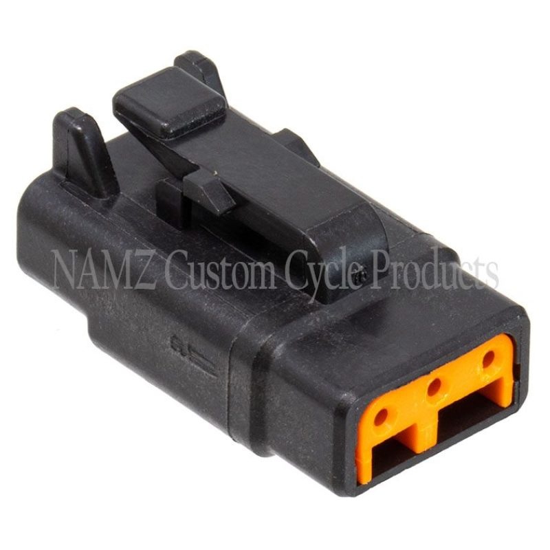 NAMZ Deutsch DTM 3-Position Plug w/3 Stamped Terminals & Wedgelock – Black (HD 74113-98BK)