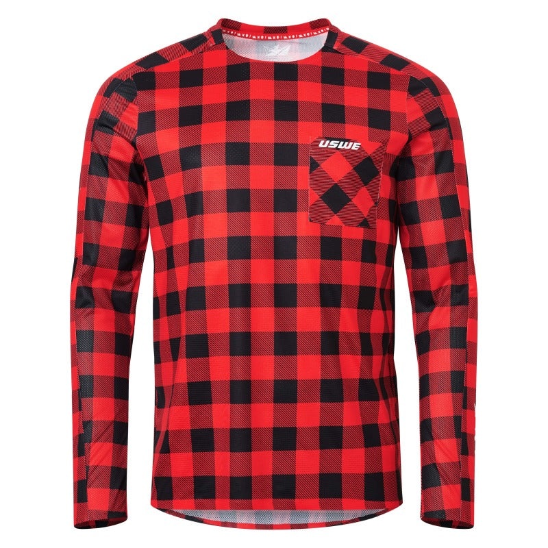 USWE Flannel Long Sleeve Lightweight Off-Road Jersey Flame Red – XL