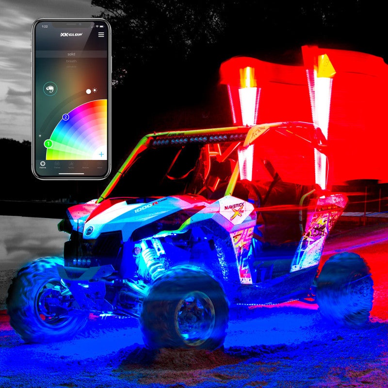 XK Glow XKchrome Advanced App Control LED Whip Light Kit for 4×4 Offroad UTV ATV 1x 48In 2nd Gen